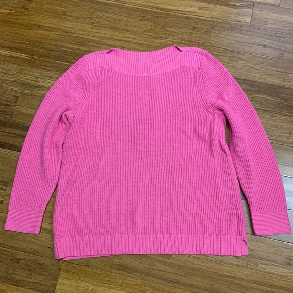 Talbots Petite Cotton Blend Knit Sweater Womens XL Pink Boat Neck Long Sleeve‎ - Picture 1 of 7